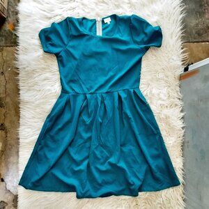 LuLaRoe Amelia SOLID TEAL UNICORN Dress w/ Pockets Back Zipper YKK